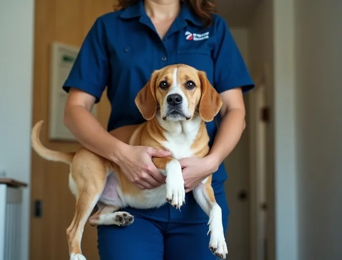 Technician respectfully transporting a deceased dog in Vermont South